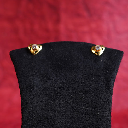 22 Carat Gold Heart Shape With White Stoned Ear Ring  2.17g by Mahita Collections